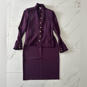 St. John Purple Jacket and Skirt Set